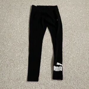 PUMA XS Black Leggings.  Logo on leg, front and waist.